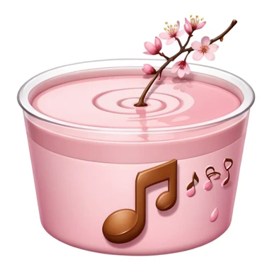 Sakura pudding shaped like a musical note with cherry blossom accent sticker