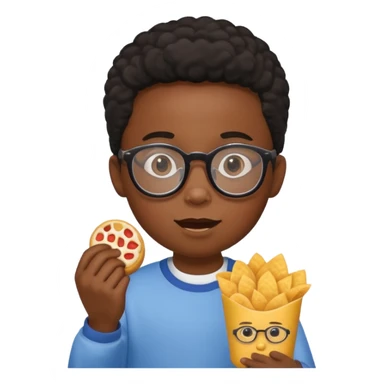 snack holding black kid with glasses sticker