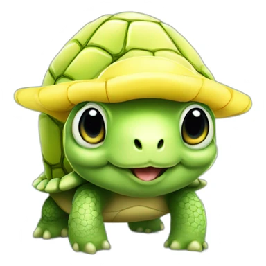 A cute little turtle with a banana on his head sticker
