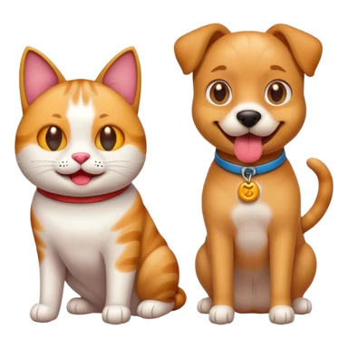 A happy cat emoji + A cool dog emoji sticker