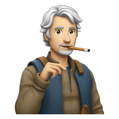 a man with a ciggarette sticker