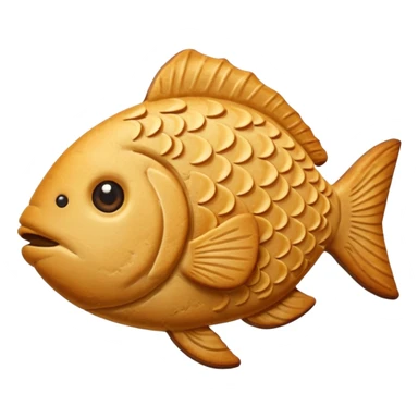 fish-shaped cookie, golden brown baked texture sticker