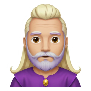 Jupiter from Olympus Gods with long platinum blonde hair and beard, purple tunic sticker