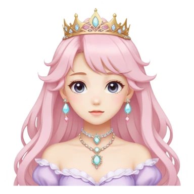 Gorgeous beautiful pretty anime princess lady, accessories, jewelries, pastelcore, cottagecore, fairycore, elegant sticker