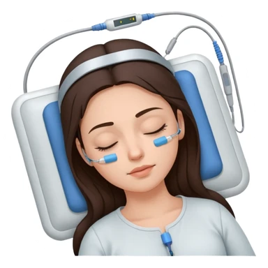 brunette woman sleeping polysomnography sleep test with electrodes attached to head sticker