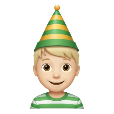 a little boy with birthday hat, striped green shirt















 sticker