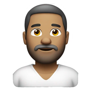 Fat guy beardless wearing white shirt and head cover sticker