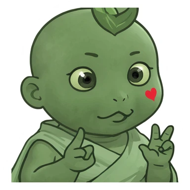 Toga baby making Japanese heart sign sticker