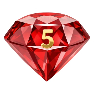 Make a round icon for a paid subscription, a red diamond, and the number 5. sticker