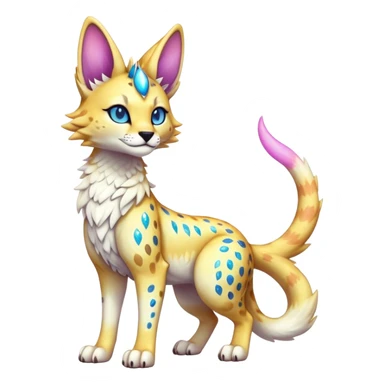 Cute Kawaii Epic Ethereal Sparkly Colorful Sergal-Serval-Vernid full body sticker