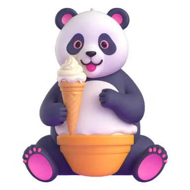 panda eating ice cream sticker
