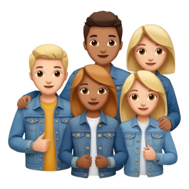 happy friends in denim jackets sticker