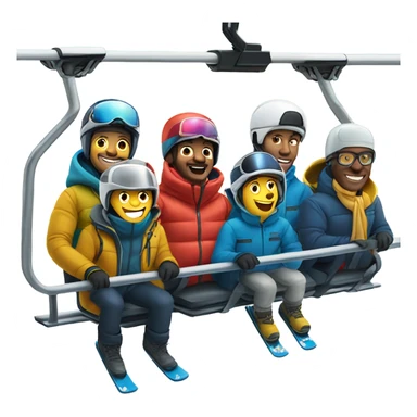 Six men in ski gear on a chairlift’s  sticker