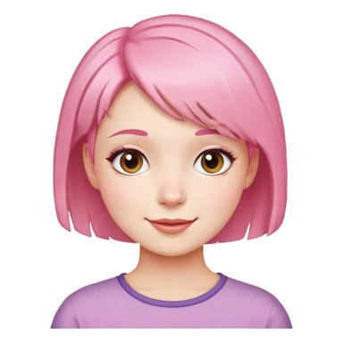 girl with short pink hair, happy face sticker