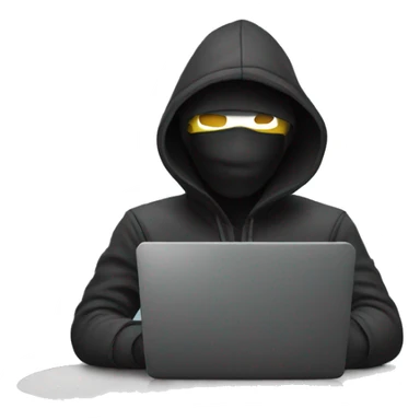 Hacker with a face mask and a laptop sticker