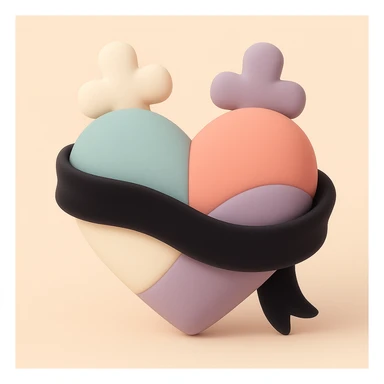 gothic heart with a black velvet ribbon, mochi style sticker