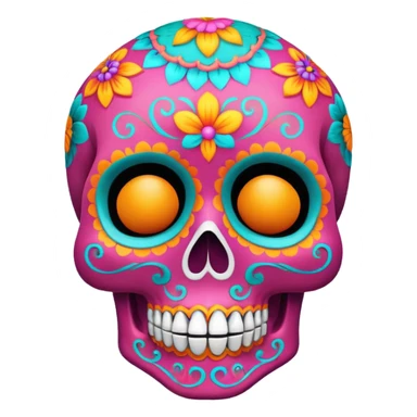 Dia de muertos skull with happy colours (orange, yellow, pink, turquoise) sticker