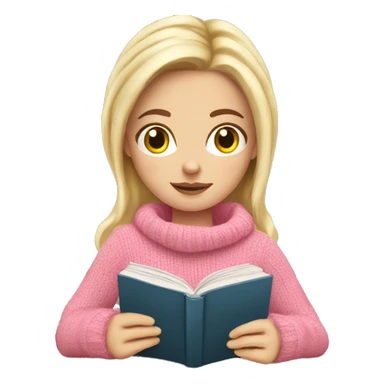 Pretty white girl with pink sweater reading cozy sticker
