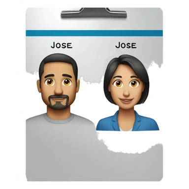 clipboard with names Leslie, Jose written on it sticker