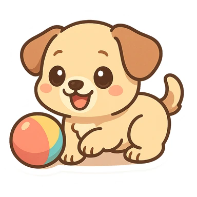 playful dog with a ball, chibi sticker style sticker