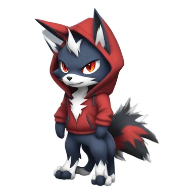 Edgy Cool Anthro Zoroark-Zangoose-Litten Fakemon Hoodie Full Body sticker