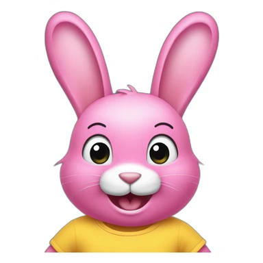 Pink rabbit winking wearing yellow tee shirt sticker