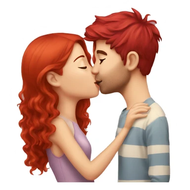 Cherry red hair girl kisses boyfriend  sticker
