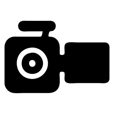 A Sony video camera in a black filled icon style, with a screen. sticker