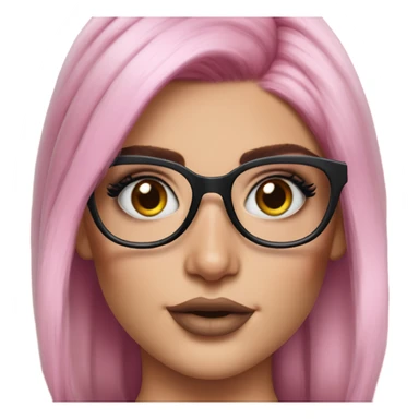 Hyper Realistic kylie jenner stylish pink hair blue eyes and glasses  sticker
