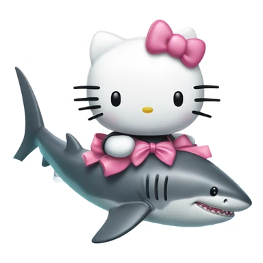 hello kitty riding a shark sticker