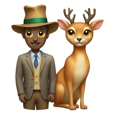 A deer and a cat with hats on sticker