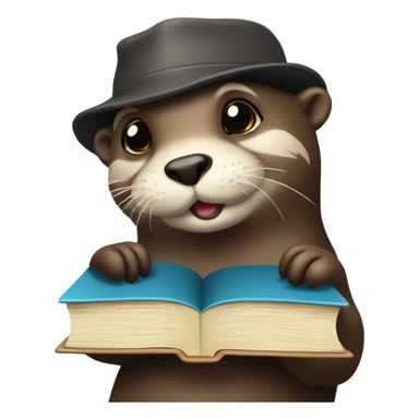 Ein Otter mit einem Stapel Bücher in der Hand  sticker