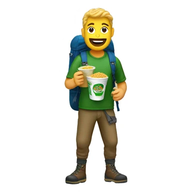 Hiker with a pot noodle sticker