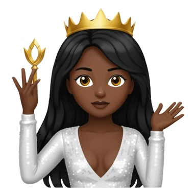 Victory from Vampirella with dark skin, long black hair, white sequin outfit sticker