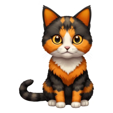 small tortoiseshell cat. only black and and orange. amber eyes. full body. no white fur! sticker
