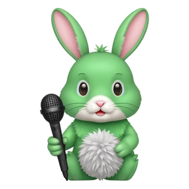 green rabbit with microphone sticker
