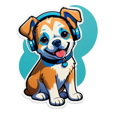 Dog with headphones  sticker