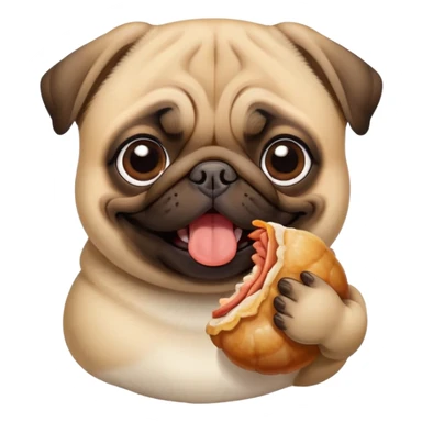 Pug eating chicken sticker