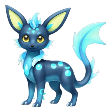Shiny Aural Iridescent Fluorescent Bioluminescent Umbreon-Amaura-Salandit-Vaporeon-Fakémon-fusion (full body) sticker