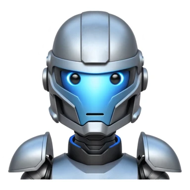 futuristic war robot portrait, head and shoulders only, glowing eyes, detailed helmet faceplate, armor collar, sci-fi metal textures, 3D cartoon, mobile game icon style, clean background, no text, no watermark
 sticker