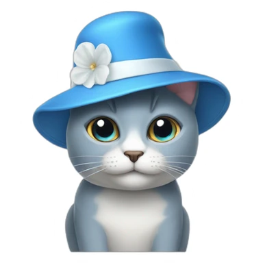 Blue Cat, White Mashroom Hat sticker