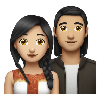a couple of an Asian girl and a Slavic guy with black hair sticker