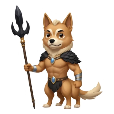 dog odin has spear. he has raven on his shoulder. dynamic pose sticker