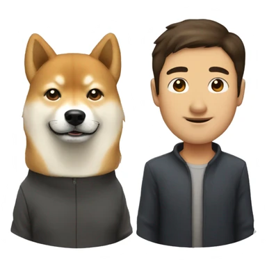 Shiba Inu with middle age man with dark hair  sticker