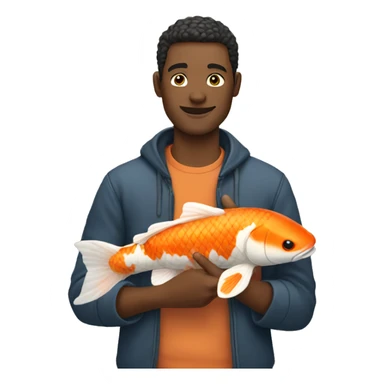 a man holding a koi fish  sticker
