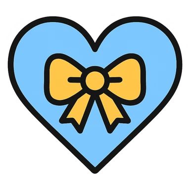 light blue heart with a bow, colorful outline style sticker