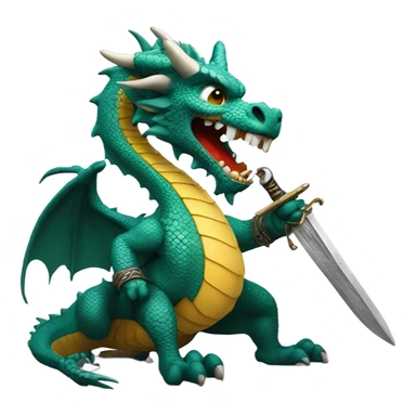 Dragon with swords sticker