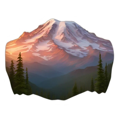 Mount rainier at sunset sticker