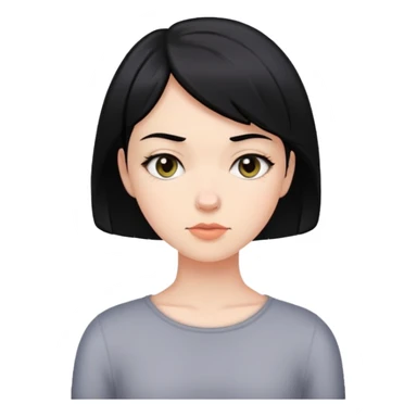 white girl with short black hair, neutral expression sticker