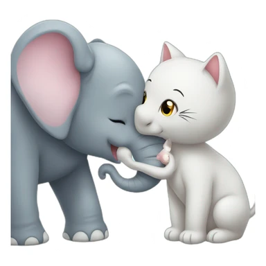elephant and cat kissing sticker